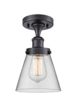 1-Light 6" Small Cone 1 Light Semi-Flush Mount - Cone Clear Glass - Choice of Finish And Incandesent Or LED Bulbs