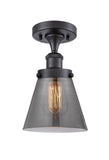 1-Light 6" Small Cone 1 Light Semi-Flush Mount - Cone Plated Smoke Glass - Choice of Finish And Incandesent Or LED Bulbs
