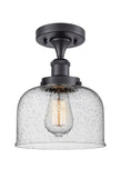 1-Light 8" Large Bell 1 Light Semi-Flush Mount - Bell-Urn Seedy Glass - Choice of Finish And Incandesent Or LED Bulbs