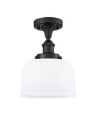 1-Light 8" Large Bell 1 Light Semi-Flush Mount - Bell-Urn Matte White Glass - Choice of Finish And Incandesent Or LED Bulbs