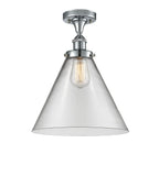 916-1C-PC-G42-L 1-Light 8" Polished Chrome Semi-Flush Mount - Clear Cone 12" Glass - LED Bulb - Dimmensions: 8 x 8 x 13 - Sloped Ceiling Compatible: No