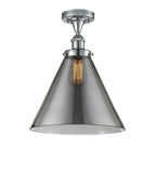 916-1C-PC-G43-L 1-Light 8" Polished Chrome Semi-Flush Mount - Plated Smoke Cone 12" Glass - LED Bulb - Dimmensions: 8 x 8 x 13 - Sloped Ceiling Compatible: No