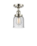 916-1C-PN-G54 1-Light 5" Polished Nickel Semi-Flush Mount - Seedy Small Bell Glass - LED Bulb - Dimmensions: 5 x 5 x 11 - Sloped Ceiling Compatible: No