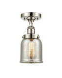 916-1C-PN-G58 1-Light 5" Polished Nickel Semi-Flush Mount - Silver Plated Mercury Small Bell Glass - LED Bulb - Dimmensions: 5 x 5 x 11 - Sloped Ceiling Compatible: No