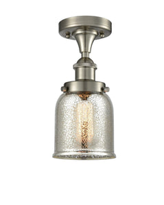 1-Light 5" Brushed Satin Nickel Flush Mount - Silver Plated Mercury Small Bell Glass - LED Bulb Included