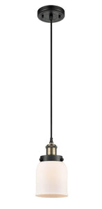Innovations Lightging 916-1P-BAB-G51 Cord Hung 5" Black Antique Brass Mini Pendant -  Matte White Cased Small Bell Glass - Bulbs Included