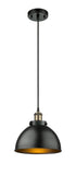 916-1P-BAB-MFD-10-BK Cord Hung 10" Black Antique Brass Mini Pendant - Matte Black Ballston Urban Shade - LED Bulb - Dimmensions: 10 x 10 x 10.5<br>Minimum Height : 13.5<br>Maximum Height : 130.5 - Sloped Ceiling Compatible: Yes