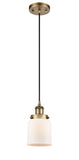 Cord Hung 5" Black Antique Brass Mini Pendant - Matte White Cased Smal LED