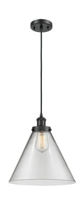 916-1P-AC-G42-L Cord Hung 8" Antique Copper Mini Pendant - Clear Cone 12" Glass - LED Bulb - Dimmensions: 8 x 8 x 10<br>Minimum Height : 13.75<br>Maximum Height : 131.75 - Sloped Ceiling Compatible: Yes