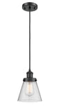 Cord Hung 6" Small Cone Mini Pendant - Cone Seedy Glass - Choice of Finish And Incandesent Or LED Bulbs