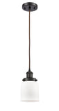 Innovations Lightging 916-1P-OB-G51 Cord Hung 5" Oil Rubbed Bronze Mini Pendant -  Matte White Cased Small Bell Glass - Bulbs Included