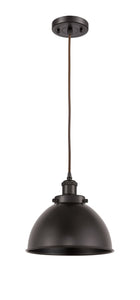 916-1P-OB-MFD-10-OB Cord Hung 10" Oil Rubbed Bronze Mini Pendant - Oil Rubbed Bronze Ballston Urban Shade - LED Bulb - Dimmensions: 10 x 10 x 10.5<br>Minimum Height : 13.5<br>Maximum Height : 130.5 - Sloped Ceiling Compatible: Yes