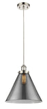 916-1P-PN-G43-L Cord Hung 8" Polished Nickel Mini Pendant - Plated Smoke Cone 12" Glass - LED Bulb - Dimmensions: 8 x 8 x 10<br>Minimum Height : 13.75<br>Maximum Height : 131.75 - Sloped Ceiling Compatible: Yes