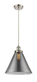 916-1P-SN-G43-L Cord Hung 8" Brushed Satin Nickel Mini Pendant - Plated Smoke Cone 12" Glass - LED Bulb - Dimmensions: 8 x 8 x 10<br>Minimum Height : 13.75<br>Maximum Height : 131.75 - Sloped Ceiling Compatible: Yes