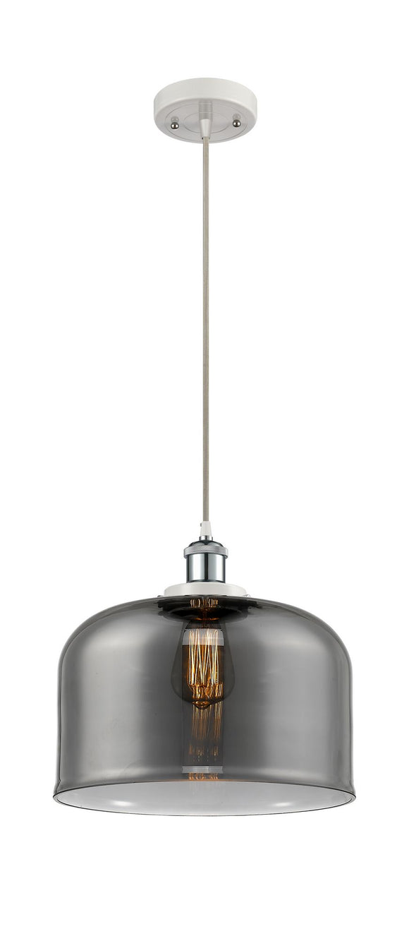 Stem Hung Plated Smoke X-Large Bell Glass - Choice of LED Or Incandescnt Bulbs And Finishes LED