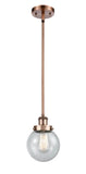 Stem Hung 6" Beacon Mini Pendant - Globe-Orb Seedy Glass - Choice of Finish And Incandesent Or LED Bulbs