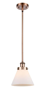 Stem Hung 8" Cone Mini Pendant - Cone Matte White Glass - Choice of Finish And Incandesent Or LED Bulbs