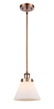 Stem Hung 8" Cone Mini Pendant - Cone Matte White Glass - Choice of Finish And Incandesent Or LED Bulbs