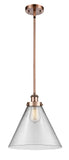 Stem Hung 8" Cone Mini Pendant - Cone Clear Glass - Choice of Finish And Incandesent Or LED Bulbs
