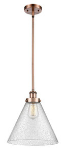 Stem Hung 8" Cone Mini Pendant - Cone Seedy Glass - Choice of Finish And Incandesent Or LED Bulbs