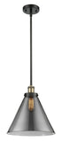 916-1S-BAB-G43-L Stem Hung 8" Black Antique Brass Mini Pendant - Plated Smoke Cone 12" Glass - LED Bulb - Dimmensions: 8 x 8 x 10<br>Minimum Height : 18.75<br>Maximum Height : 42.75 - Sloped Ceiling Compatible: Yes