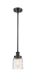 Stem Hung 5" Matte Black Mini Pendant - Clear Deco Swirl Small Bell Glass - LED Bulb Included