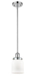 916-1S-PC-G51 Stem Hung 5" Polished Chrome Mini Pendant - Matte White Cased Small Bell Glass - LED Bulb - Dimmensions: 5 x 5 x 10<br>Minimum Height : 17.75<br>Maximum Height : 41.75 - Sloped Ceiling Compatible: Yes