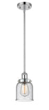 916-1S-PC-G54 Stem Hung 5" Polished Chrome Mini Pendant - Seedy Small Bell Glass - LED Bulb - Dimmensions: 5 x 5 x 10<br>Minimum Height : 17.75<br>Maximum Height : 41.75 - Sloped Ceiling Compatible: Yes