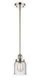 916-1S-PN-G54 Stem Hung 5" Polished Nickel Mini Pendant - Seedy Small Bell Glass - LED Bulb - Dimmensions: 5 x 5 x 10<br>Minimum Height : 17.75<br>Maximum Height : 41.75 - Sloped Ceiling Compatible: Yes