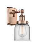 1-Light 5" Antique Copper Sconce - Clear Small Bell Glass LED