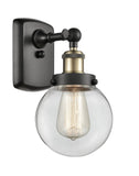 916-1W-BAB-G202-6 1-Light 6" Black Antique Brass Sconce - Clear Beacon Glass - LED Bulb - Dimmensions: 6 x 7.5 x 11 - Glass Up or Down: Yes