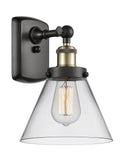 916-1W-BAB-G42 1-Light 8" Black Antique Brass Sconce - Clear Large Cone Glass - LED Bulb - Dimmensions: 8 x 9 x 13 - Glass Up or Down: Yes