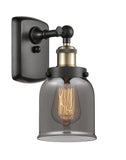 916-1W-BAB-G53 1-Light 5" Black Antique Brass Sconce - Plated Smoke Small Bell Glass - LED Bulb - Dimmensions: 5 x 6.5 x 12 - Glass Up or Down: Yes