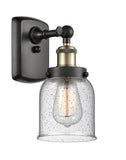 916-1W-BAB-G54 1-Light 5" Black Antique Brass Sconce - Seedy Small Bell Glass - LED Bulb - Dimmensions: 5 x 6.5 x 12 - Glass Up or Down: Yes