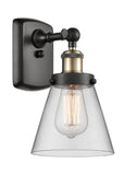 916-1W-BAB-G62 1-Light 6" Black Antique Brass Sconce - Clear Small Cone Glass - LED Bulb - Dimmensions: 6 x 7.5 x 11 - Glass Up or Down: Yes