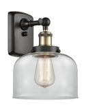 916-1W-BAB-G72 1-Light 8" Black Antique Brass Sconce - Clear Large Bell Glass - LED Bulb - Dimmensions: 8 x 9 x 13 - Glass Up or Down: Yes