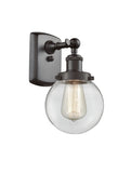 916-1W-OB-G202-6 1-Light 6" Oil Rubbed Bronze Sconce - Clear Beacon Glass - LED Bulb - Dimmensions: 6 x 7.5 x 11 - Glass Up or Down: Yes