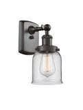 916-1W-OB-G52 1-Light 5" Oil Rubbed Bronze Sconce - Clear Small Bell Glass - LED Bulb - Dimmensions: 5 x 6.5 x 12 - Glass Up or Down: Yes
