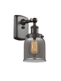 916-1W-OB-G53 1-Light 5" Oil Rubbed Bronze Sconce - Plated Smoke Small Bell Glass - LED Bulb - Dimmensions: 5 x 6.5 x 12 - Glass Up or Down: Yes