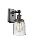 916-1W-OB-G54 1-Light 5" Oil Rubbed Bronze Sconce - Seedy Small Bell Glass - LED Bulb - Dimmensions: 5 x 6.5 x 12 - Glass Up or Down: Yes