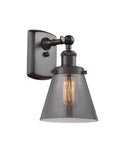 916-1W-OB-G63 1-Light 6" Oil Rubbed Bronze Sconce - Plated Smoke Small Cone Glass - LED Bulb - Dimmensions: 6 x 7.5 x 11 - Glass Up or Down: Yes