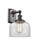 916-1W-OB-G72 1-Light 8" Oil Rubbed Bronze Sconce - Clear Large Bell Glass - LED Bulb - Dimmensions: 8 x 9 x 13 - Glass Up or Down: Yes