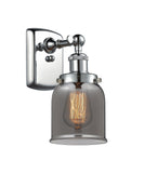 916-1W-PC-G53 1-Light 5" Polished Chrome Sconce - Plated Smoke Small Bell Glass - LED Bulb - Dimmensions: 5 x 6.5 x 12 - Glass Up or Down: Yes