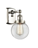 916-1W-PN-G202-6 1-Light 6" Polished Nickel Sconce - Clear Beacon Glass - LED Bulb - Dimmensions: 6 x 7.5 x 11 - Glass Up or Down: Yes