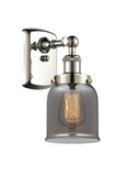 916-1W-PN-G53 1-Light 5" Polished Nickel Sconce - Plated Smoke Small Bell Glass - LED Bulb - Dimmensions: 5 x 6.5 x 12 - Glass Up or Down: Yes