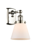916-1W-PN-G61 1-Light 6" Polished Nickel Sconce - Matte White Cased Small Cone Glass - LED Bulb - Dimmensions: 6 x 7.5 x 11 - Glass Up or Down: Yes
