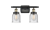 916-2W-BAB-G54 2-Light 16" Black Antique Brass Bath Vanity Light - Seedy Small Bell Glass - LED Bulb - Dimmensions: 16 x 6.5 x 12 - Glass Up or Down: Yes