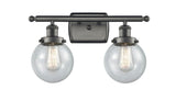 916-2W-OB-G204-6 2-Light 16" Oil Rubbed Bronze Bath Vanity Light - Seedy Beacon Glass - LED Bulb - Dimmensions: 16 x 7.5 x 11 - Glass Up or Down: Yes