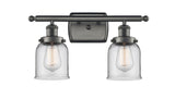 916-2W-OB-G52 2-Light 16" Oil Rubbed Bronze Bath Vanity Light - Clear Small Bell Glass - LED Bulb - Dimmensions: 16 x 6.5 x 12 - Glass Up or Down: Yes