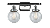 916-2W-PC-G204-6 2-Light 16" Polished Chrome Bath Vanity Light - Seedy Beacon Glass - LED Bulb - Dimmensions: 16 x 7.5 x 11 - Glass Up or Down: Yes